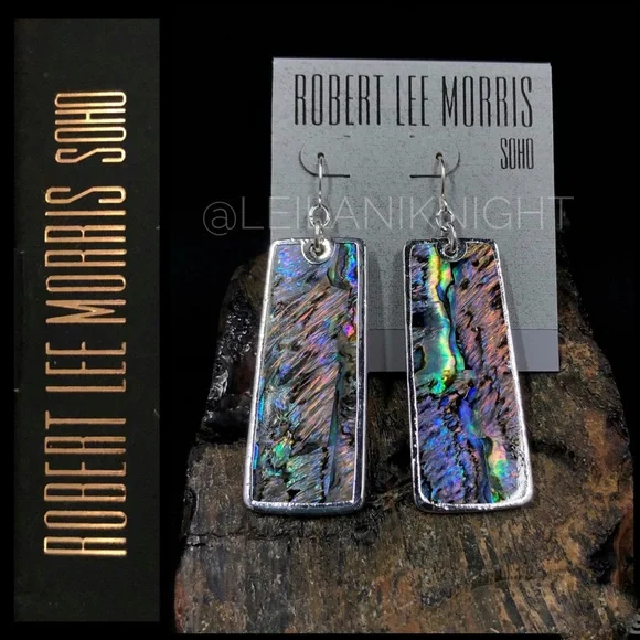 Robert Lee Morris SOHO Genuine Abalone Long Dangle Earrings - Picture 9 of 9